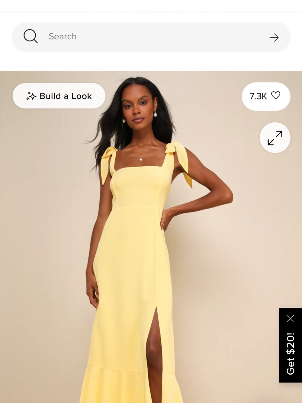 Lulu's Yellow Tie-Shoulder Maxi Dress with Front Slit